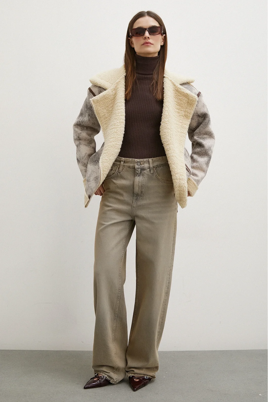 High Waist Wide Leg Jeans Stone Wash