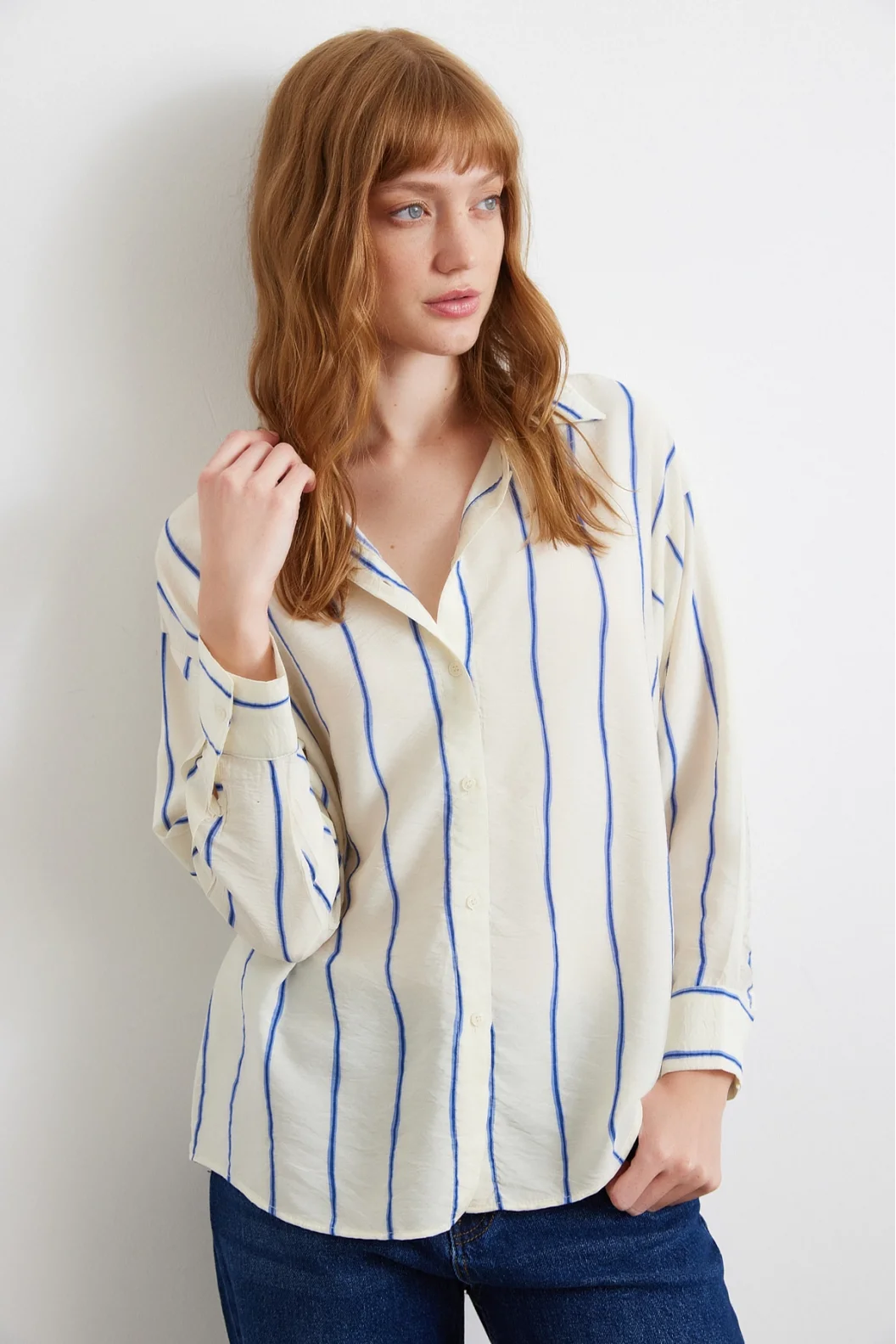 Gestreifte Modaleinsatzbluse Saks