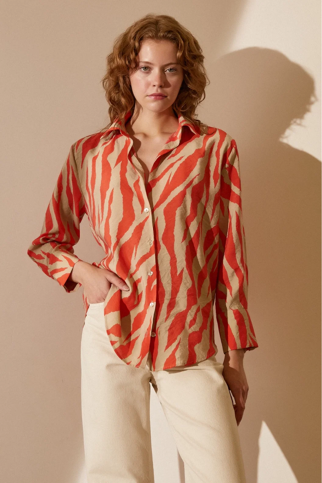 Zebra-Muster Modalbluse Zebra-Muster Orange