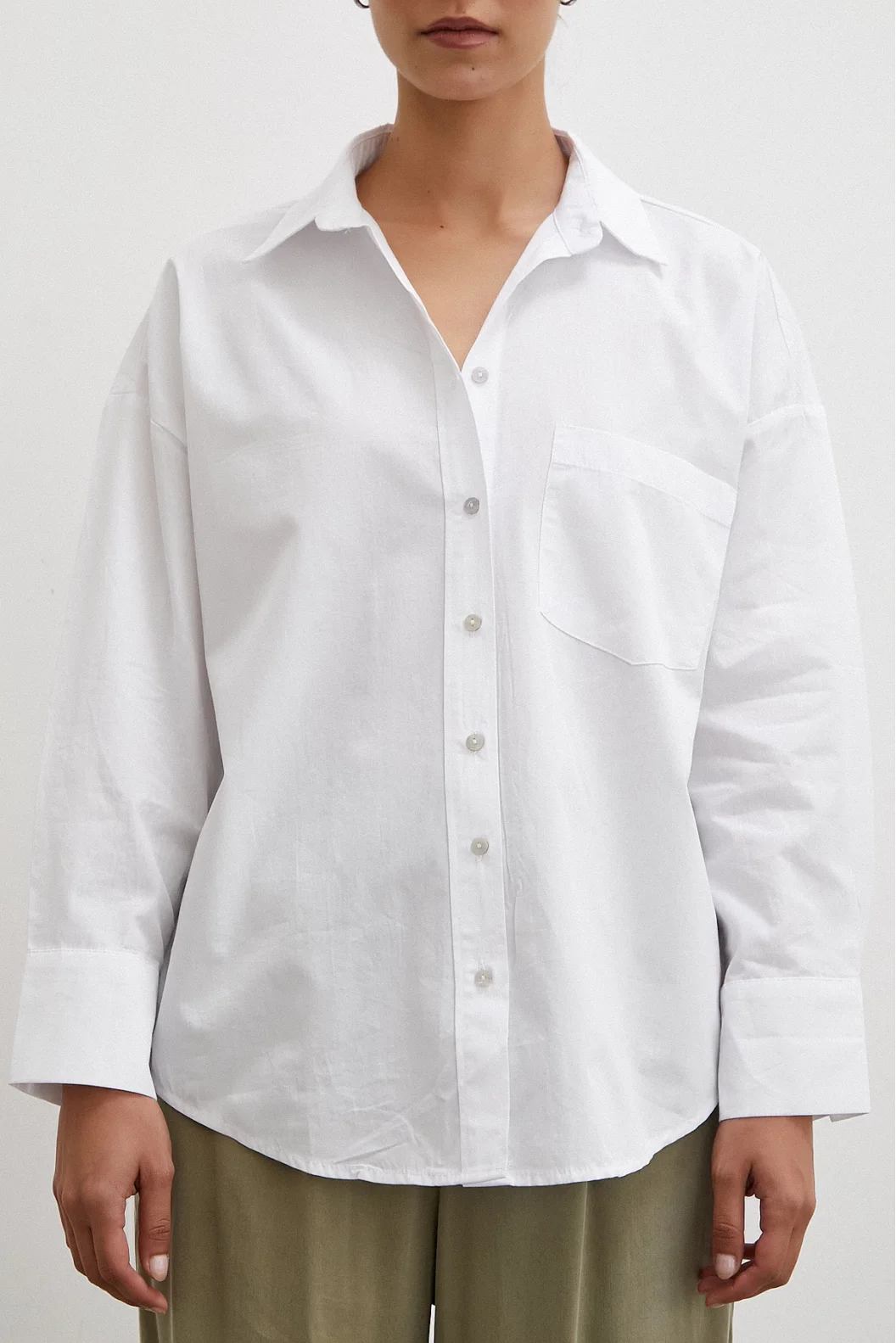 Single Pocket Oversize Shirt White