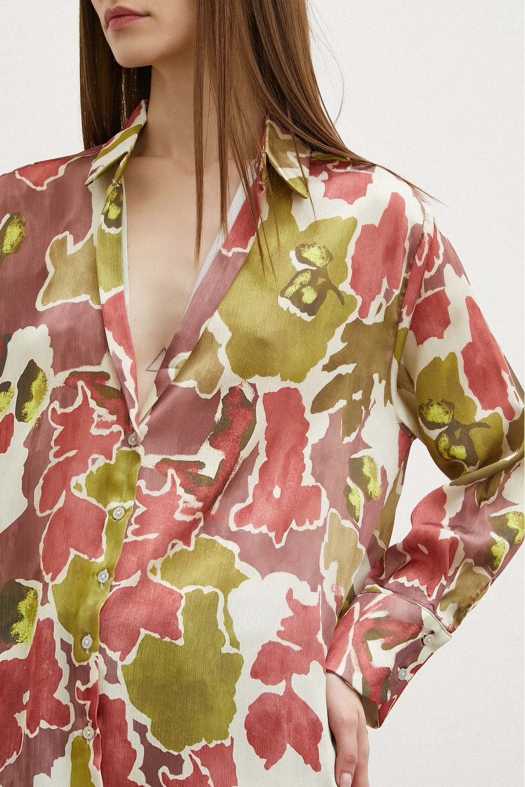 Gemustertes Waffelhemd Khaki