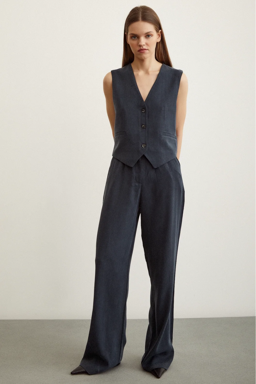 Wide Leg Trousers Navy