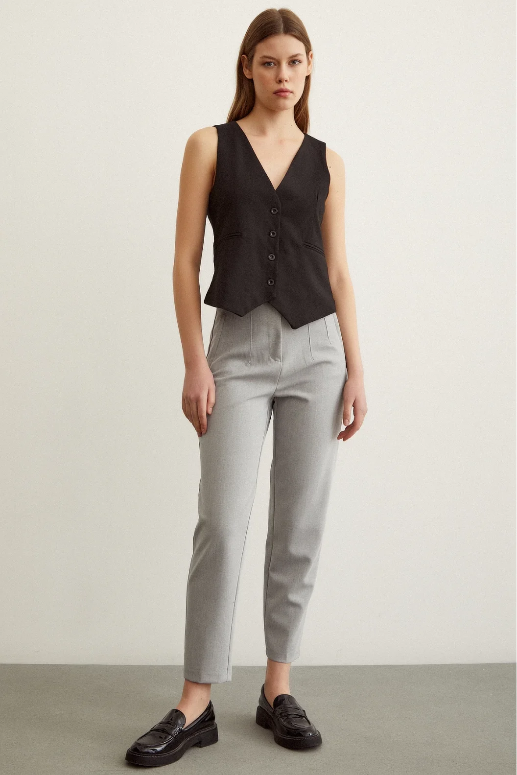 Skinny Stoffhose Grau