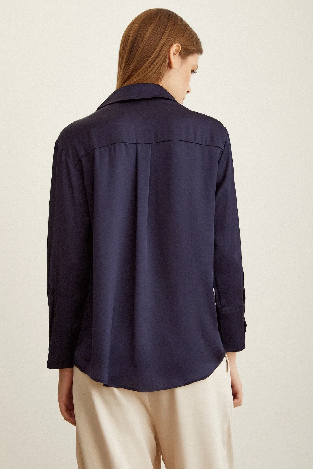 Basic Saten Shirt Navy