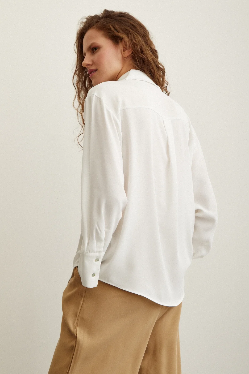 Satin Shirt with Lace Ecru