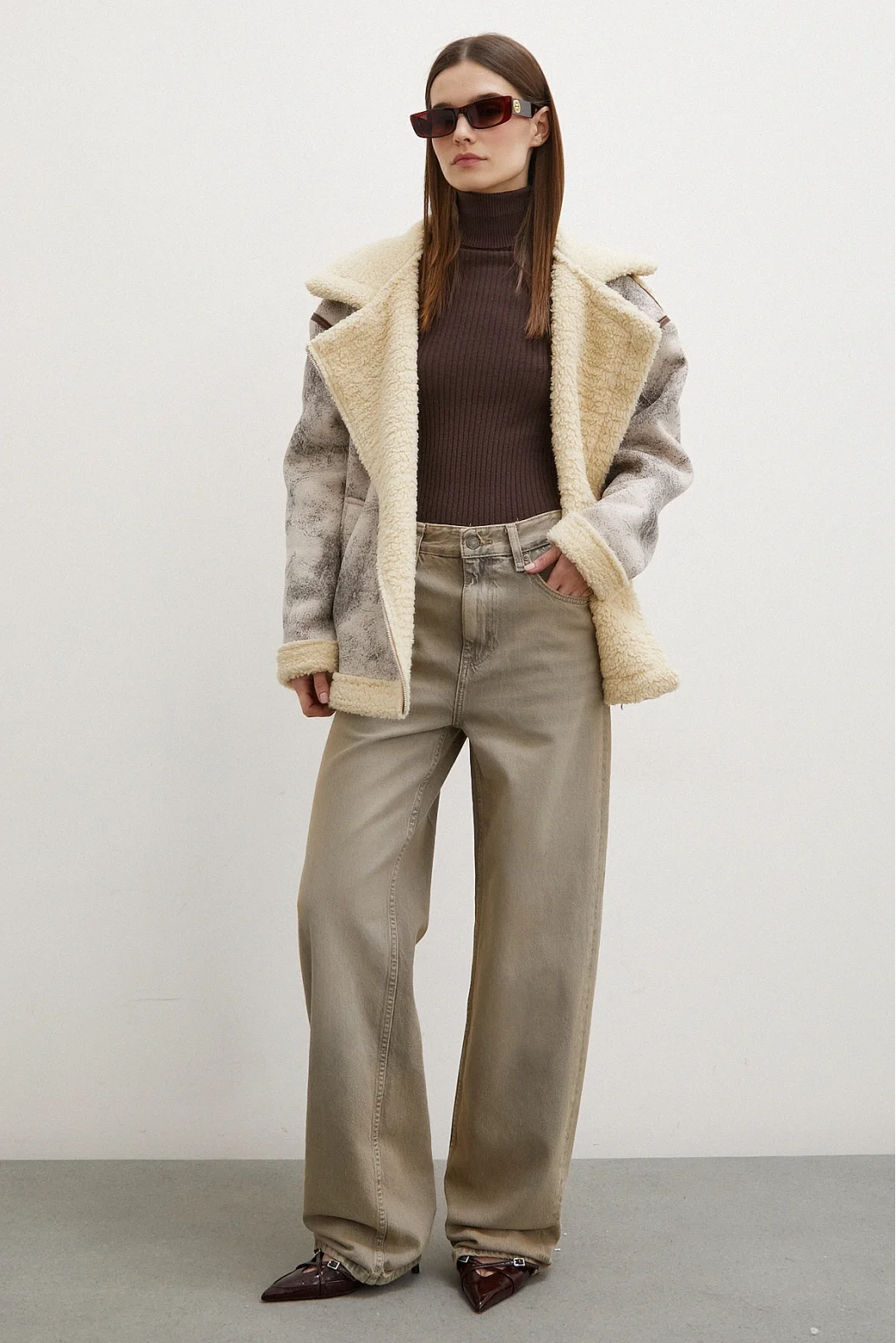 High Waist Wide Leg Jeans Stone Wash