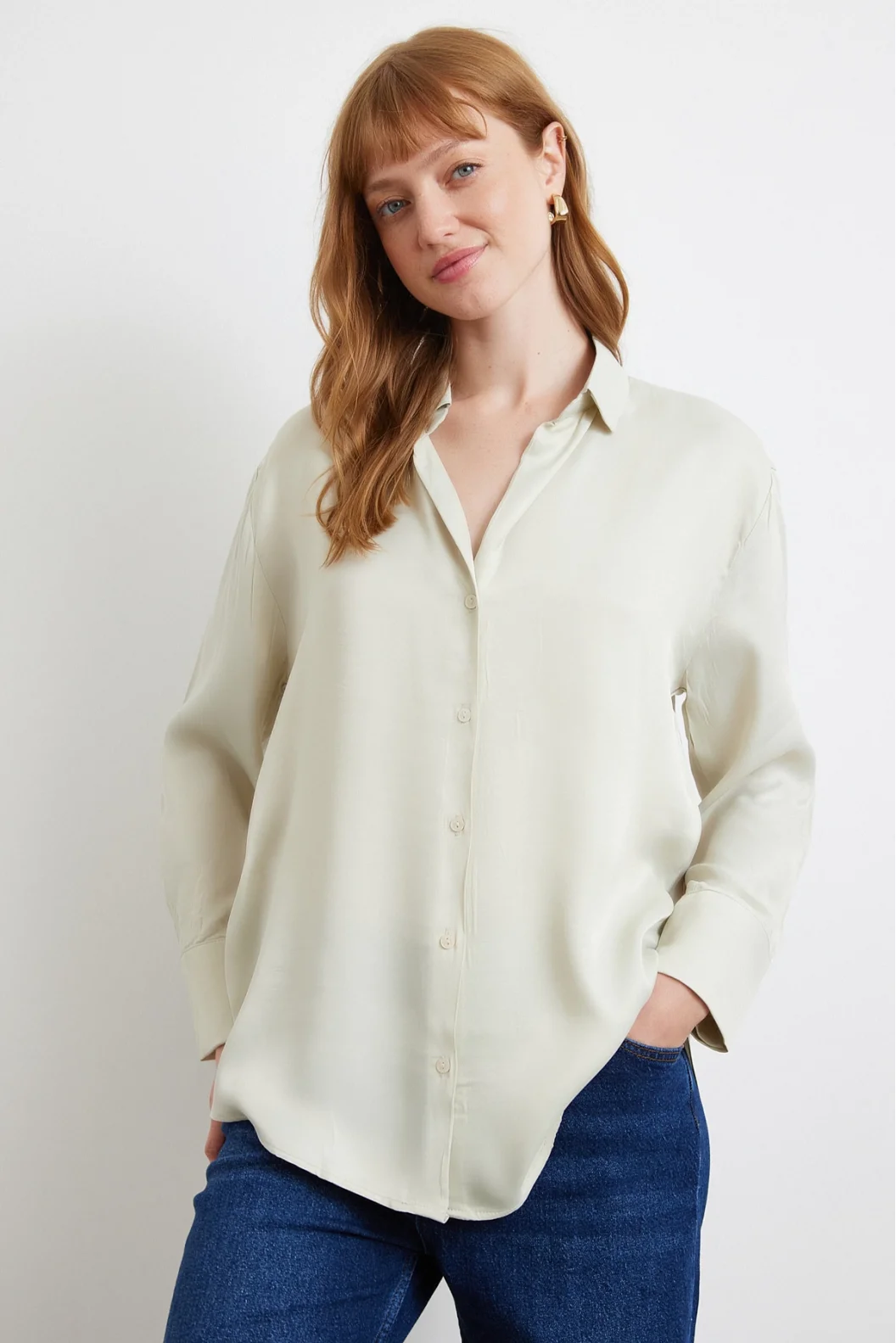 Viskon Satin Bluse Grau