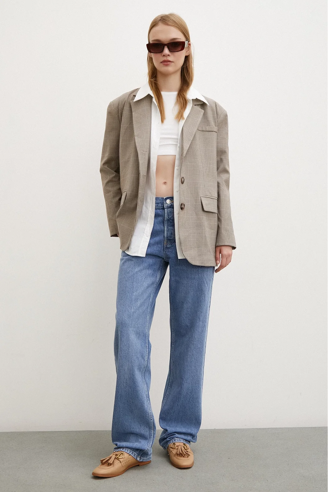 Five Pocket Flare Leg Jeans Blue