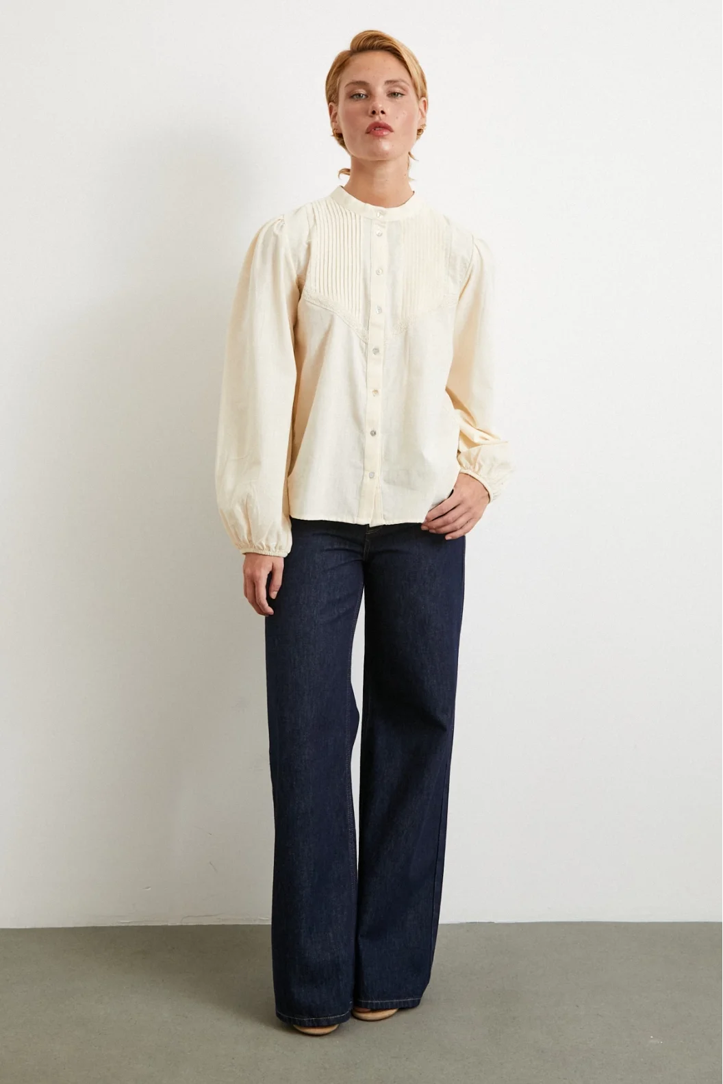 Lacey Detailed Lace Shirt Cream