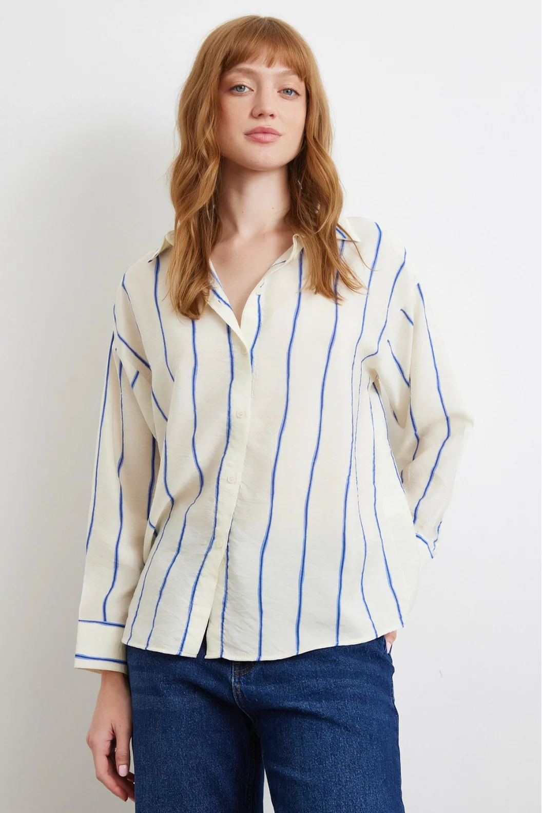 Gestreifte Modaleinsatzbluse Saks