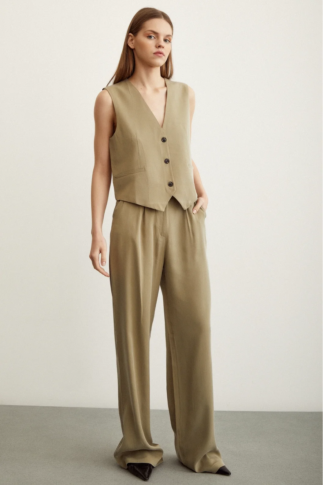 Wide Leg Pants Khaki
