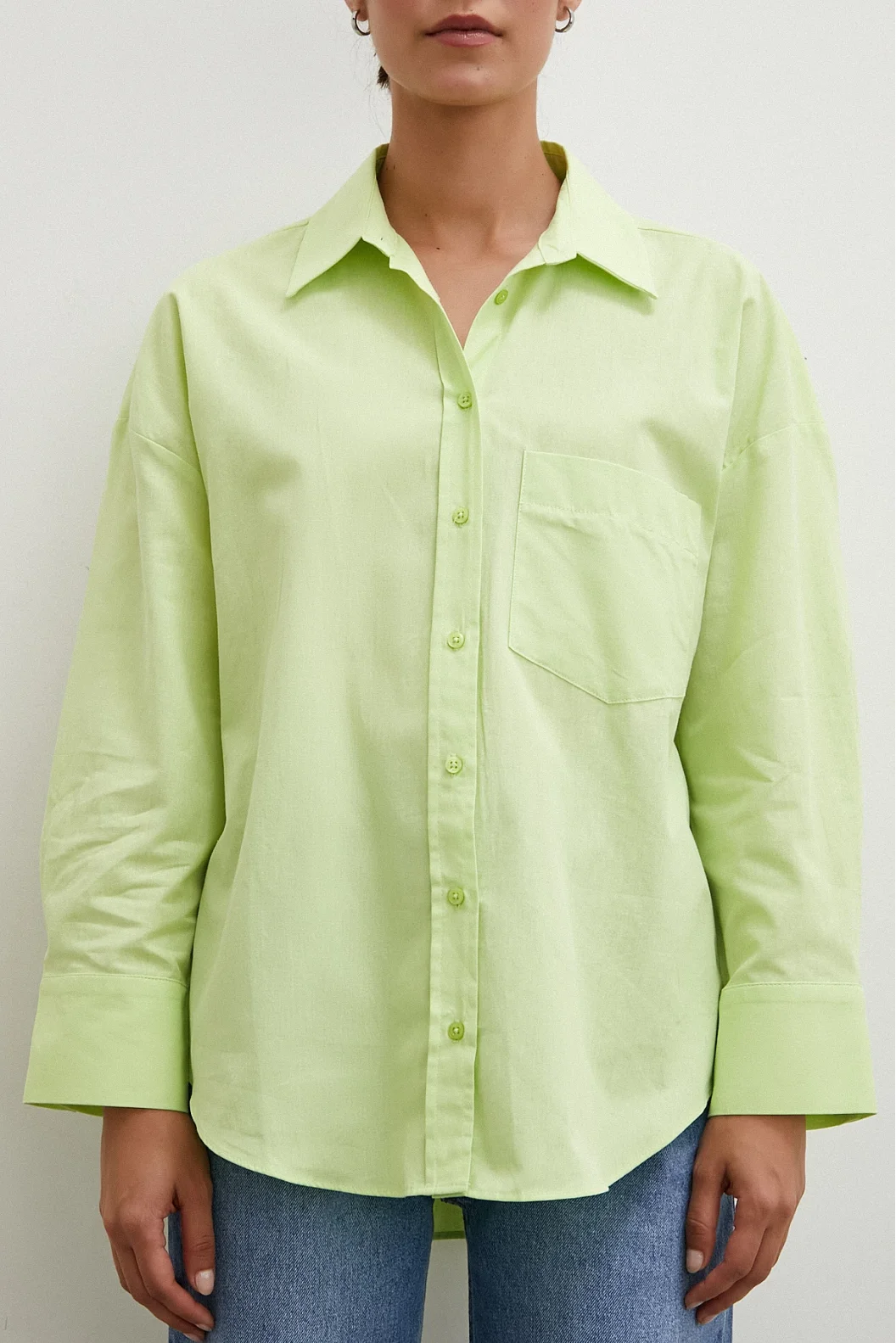 Regular Fit Poplin Shirt Green