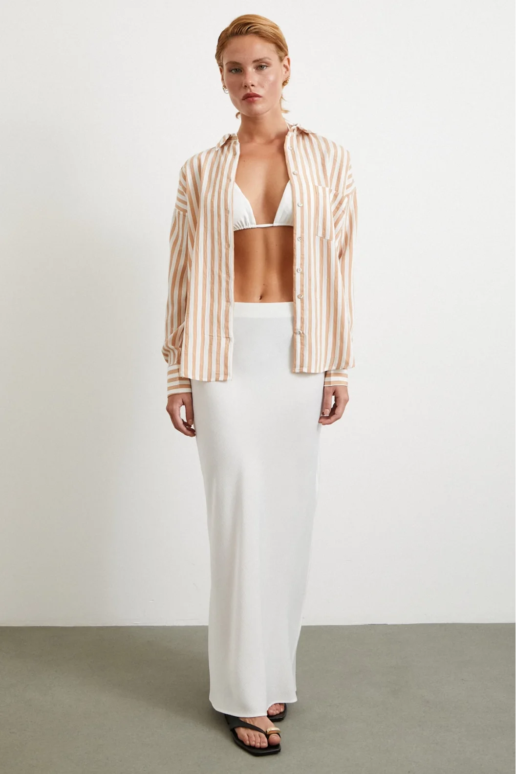 Multi Striped Pocket Shirt Camel