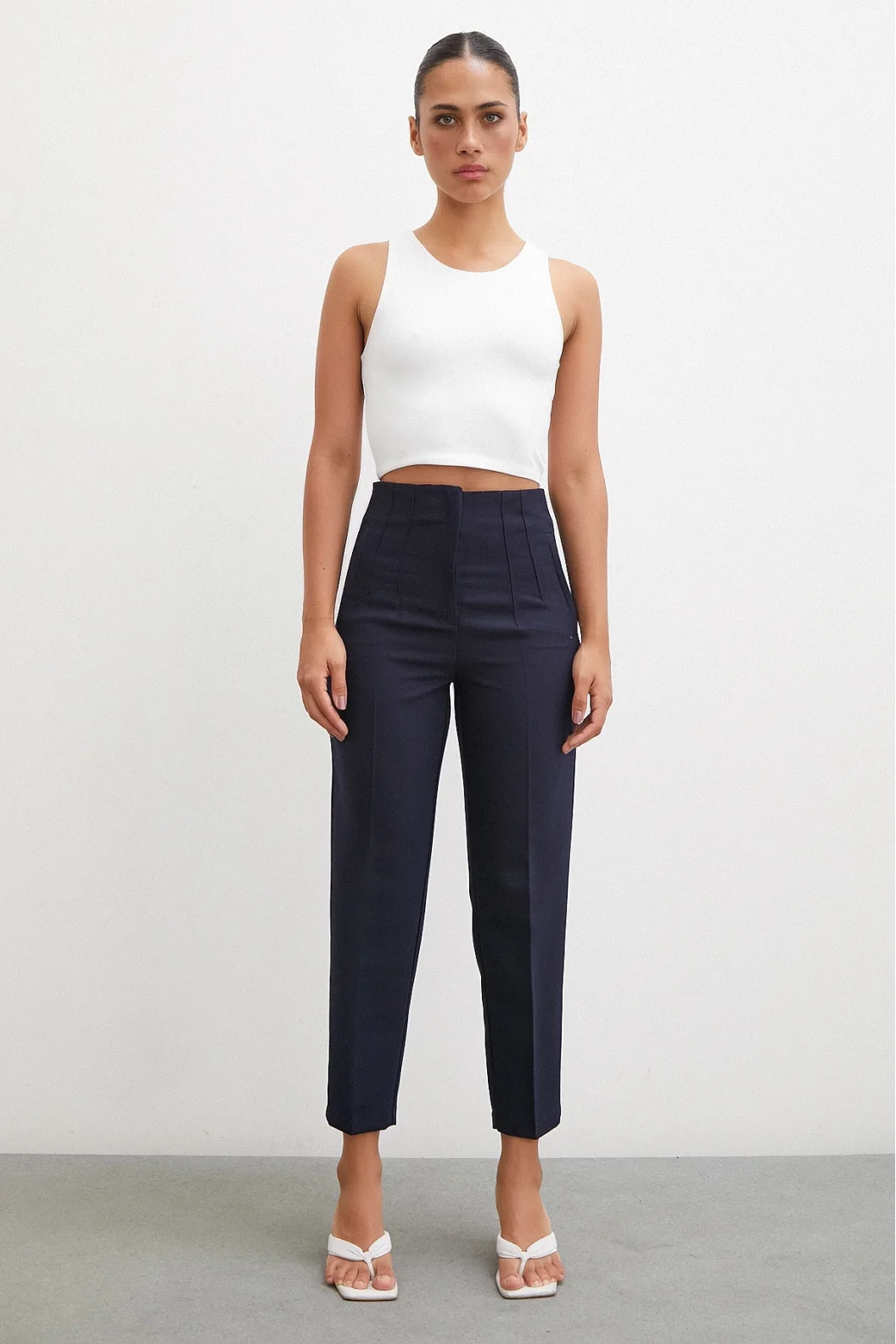 Skinny Stoffhose Blau