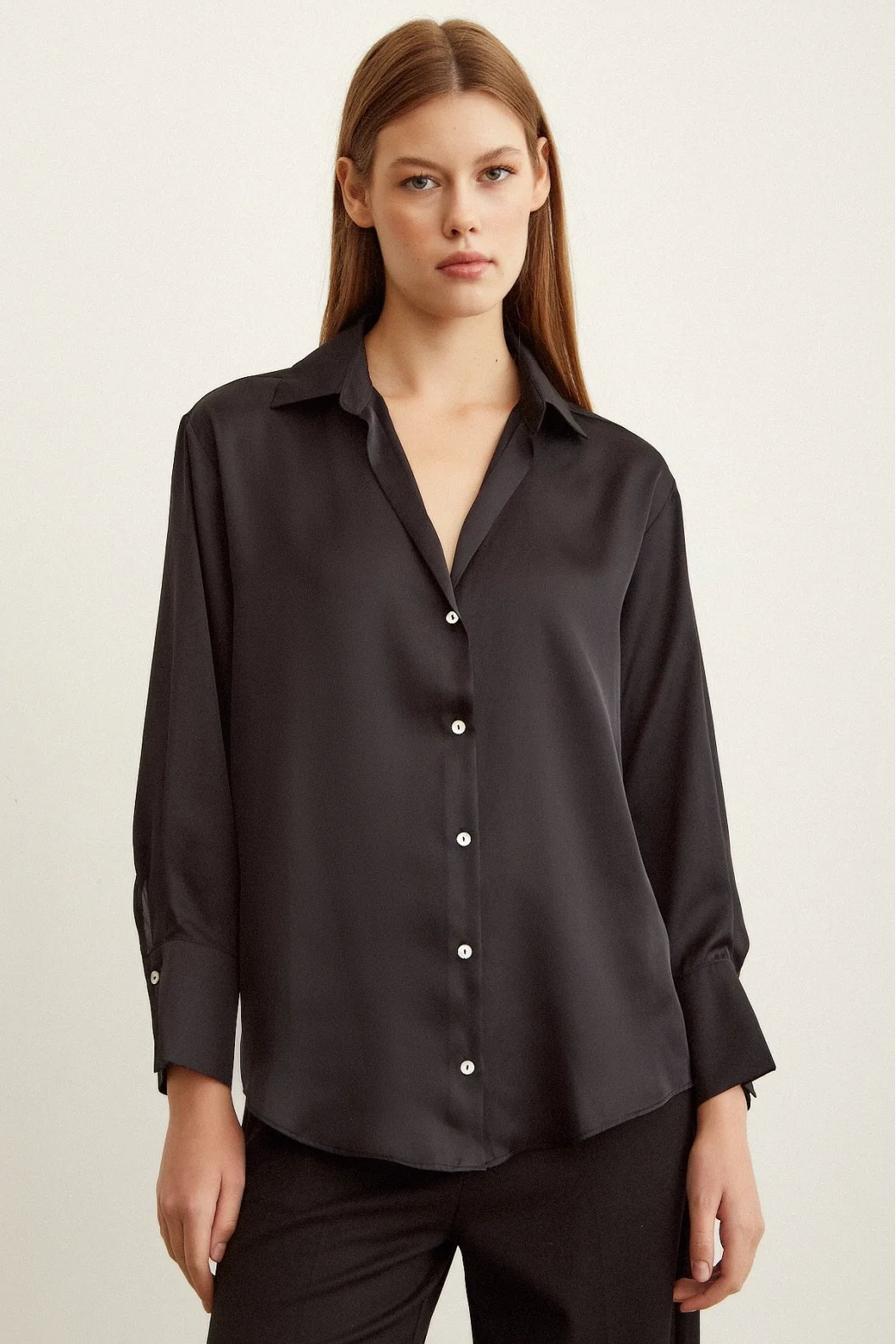 Basic Satin Shirt Black