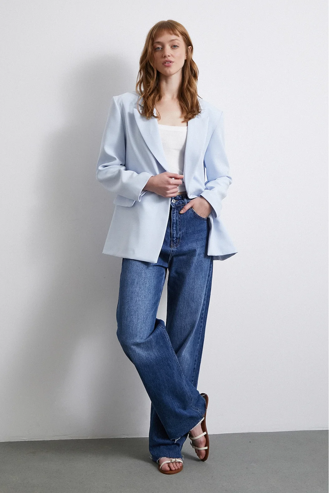 Klassische Poliviskon Jacke Blau