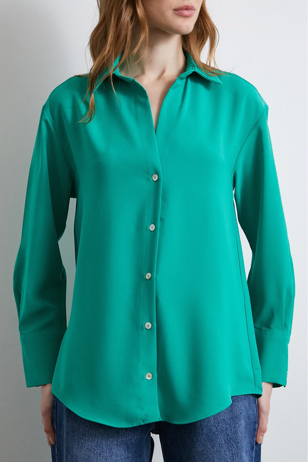Classic Satin Shirt Green
