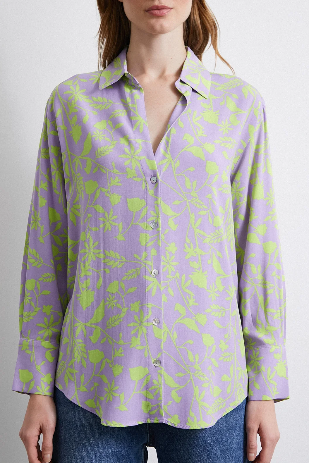 Forest Patterned Shirt Purple
