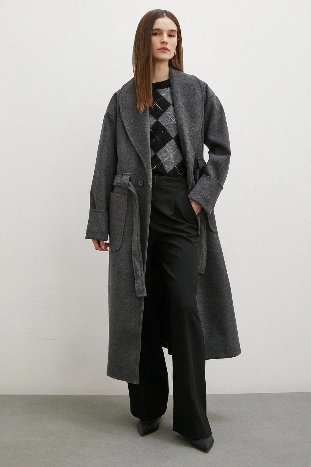 Belted Shawl Collar Coat Antiracist