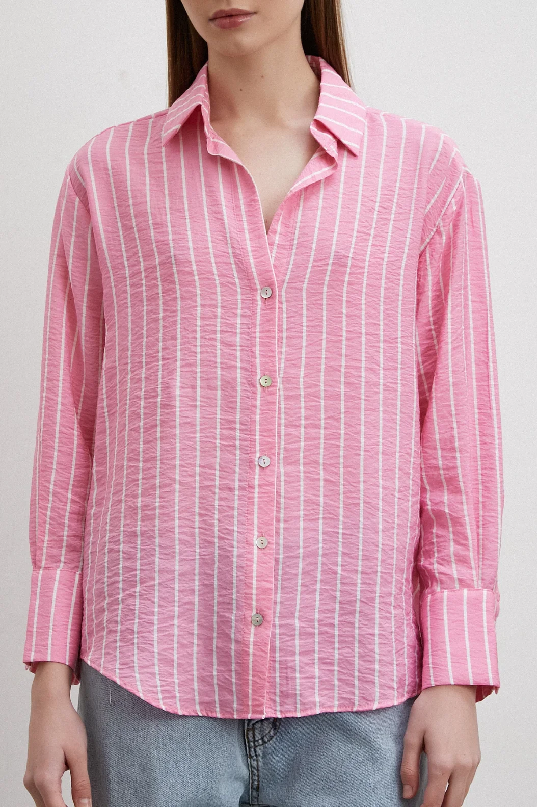 Gestreifte Bluse in Pink