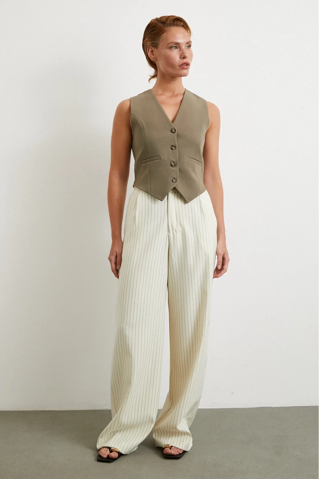 Astarlı Kuplu Yelek Haki