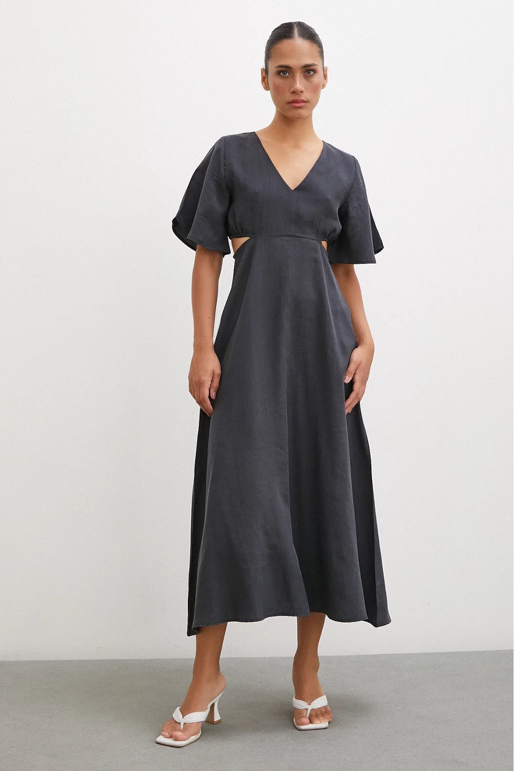 V Neck Side Decollete Dress Antirash