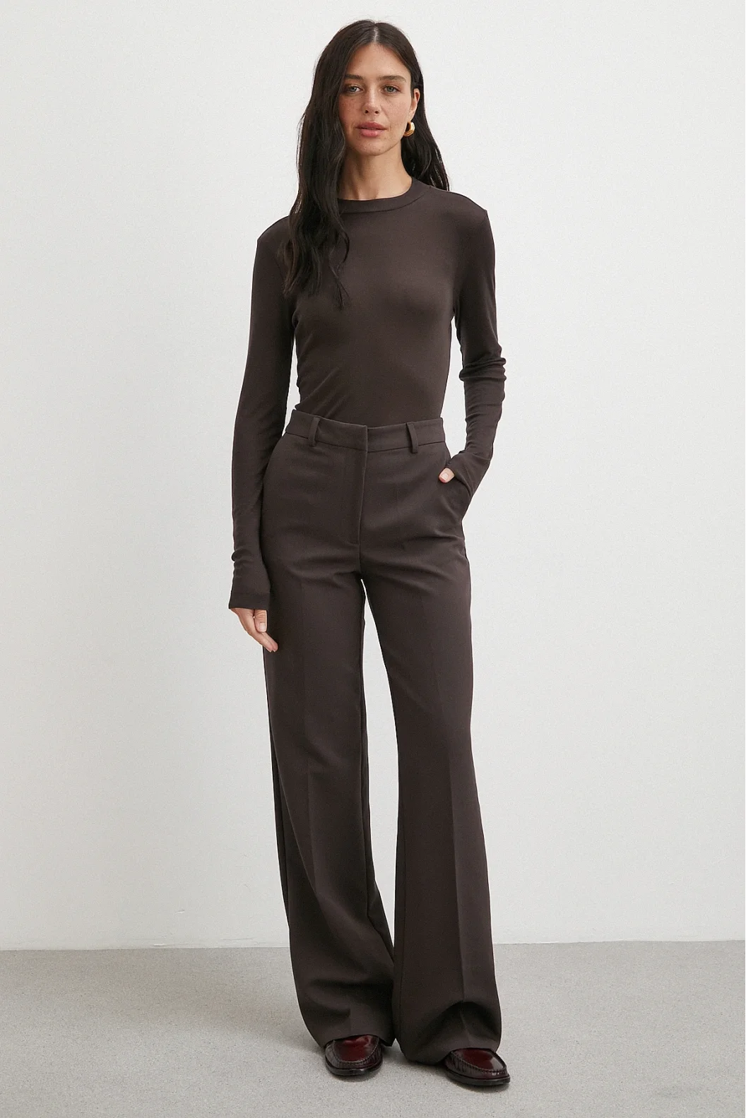 Yüksek Bel Klasik Pantolon Kahve