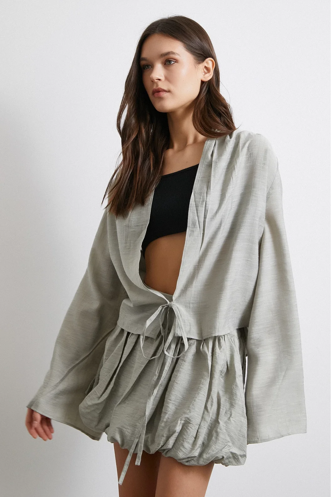 Lined Balloon Skirt Stone