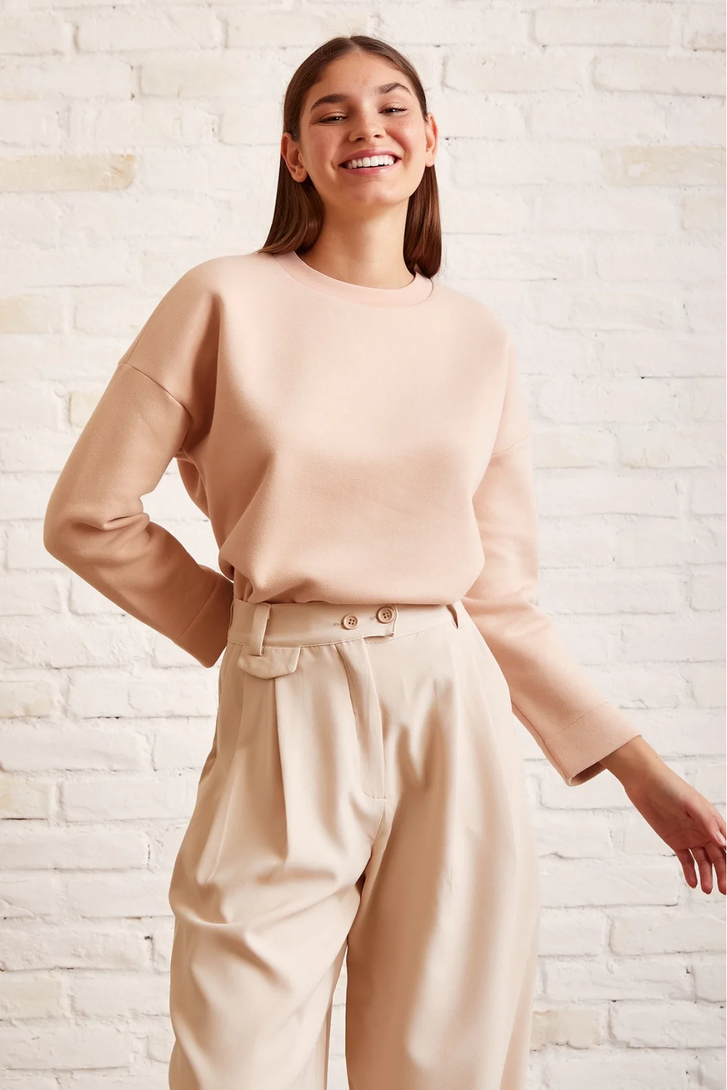 Fahrradkragen Oversize Sweatshirt Lachs