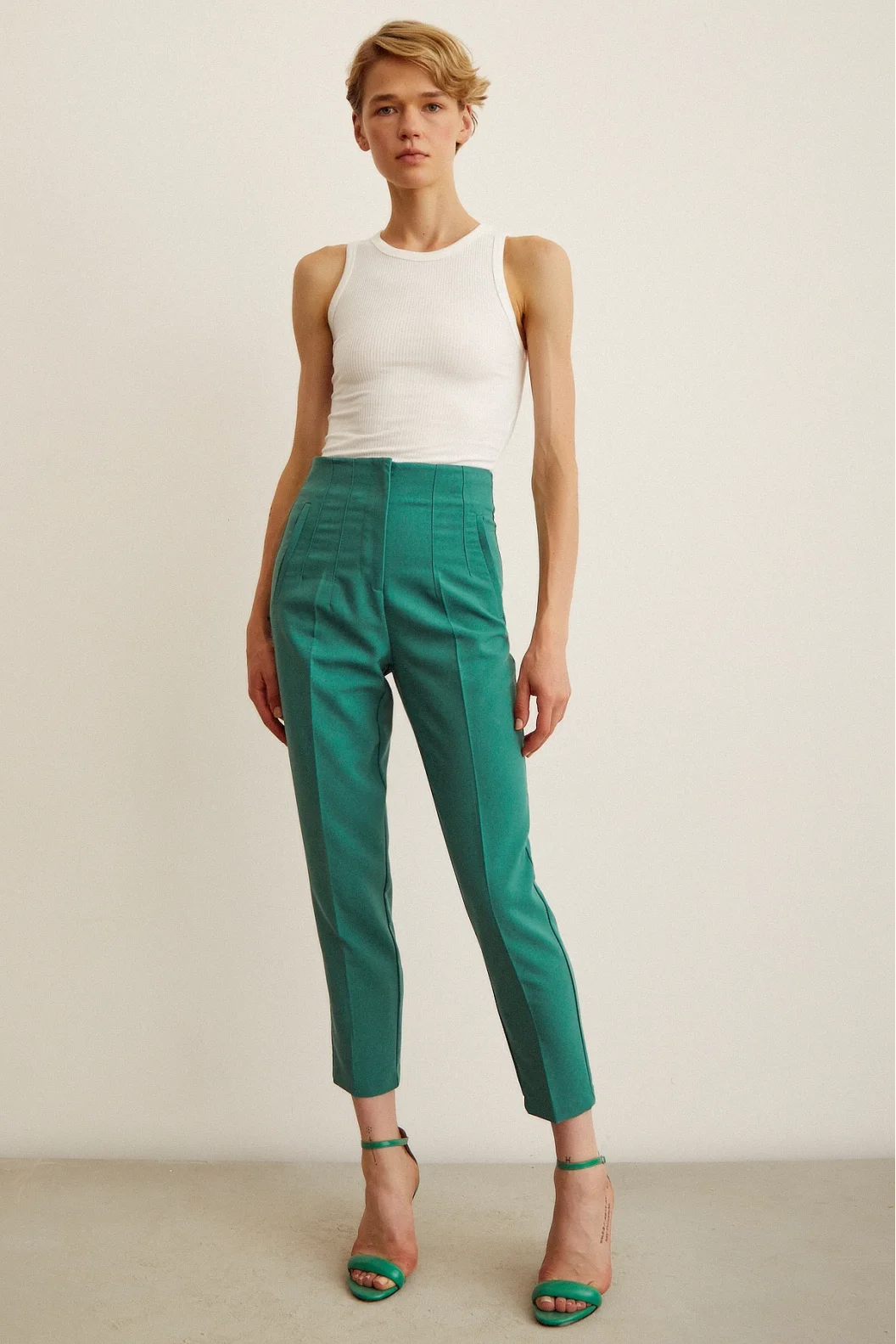Skinny Stoffhose Grün