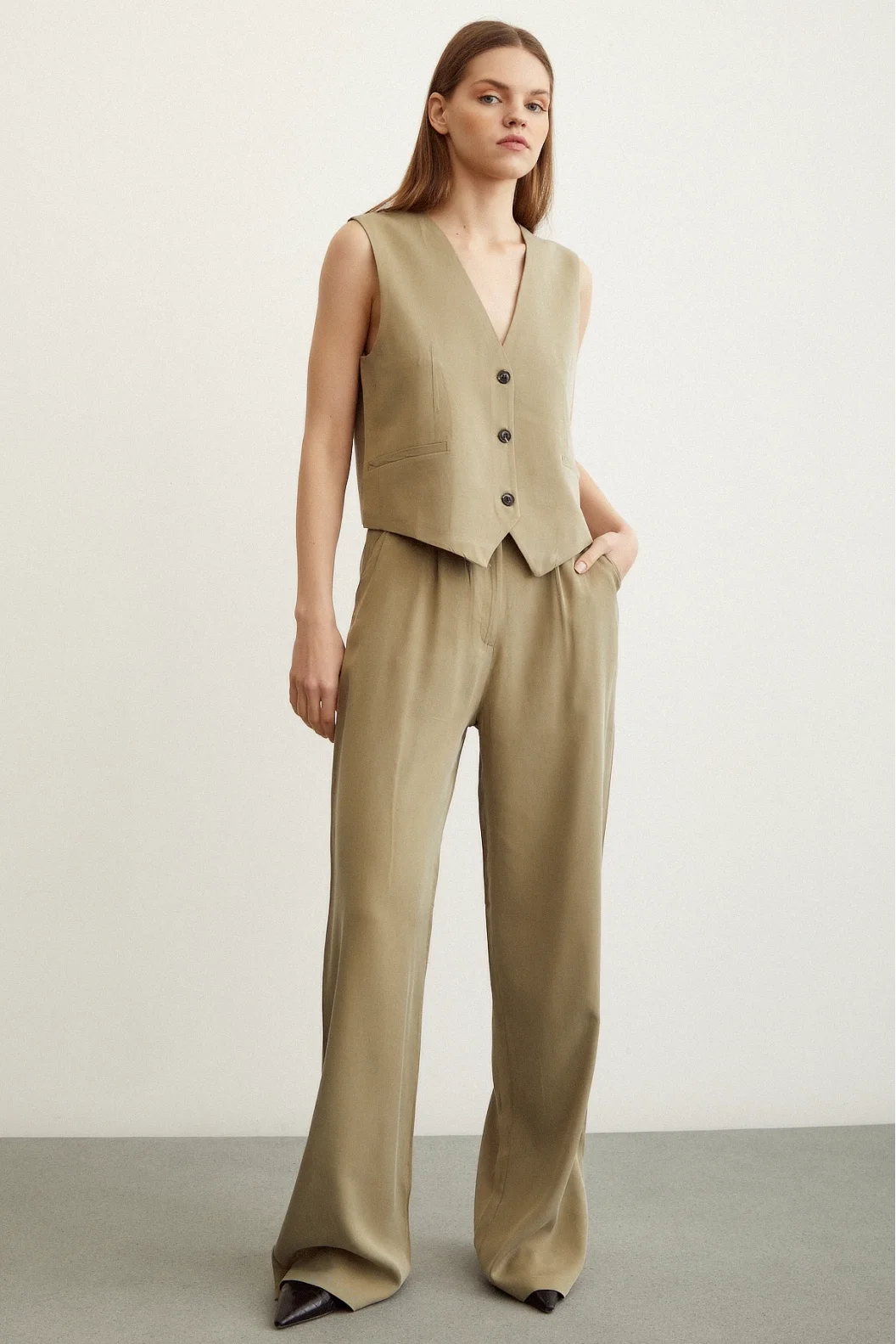 Wide Leg Pants Khaki