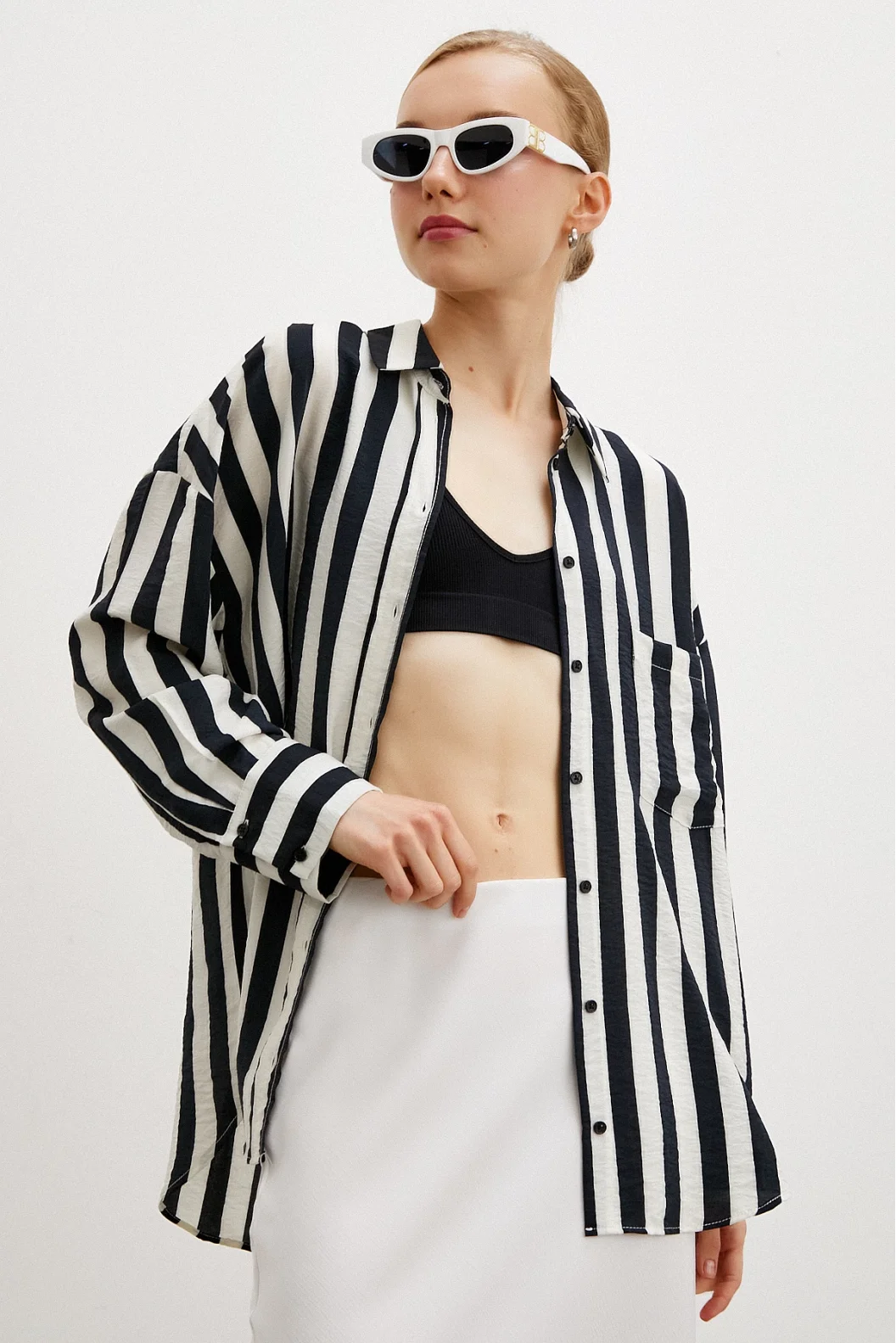 Poplin Striped Shirt Ecru