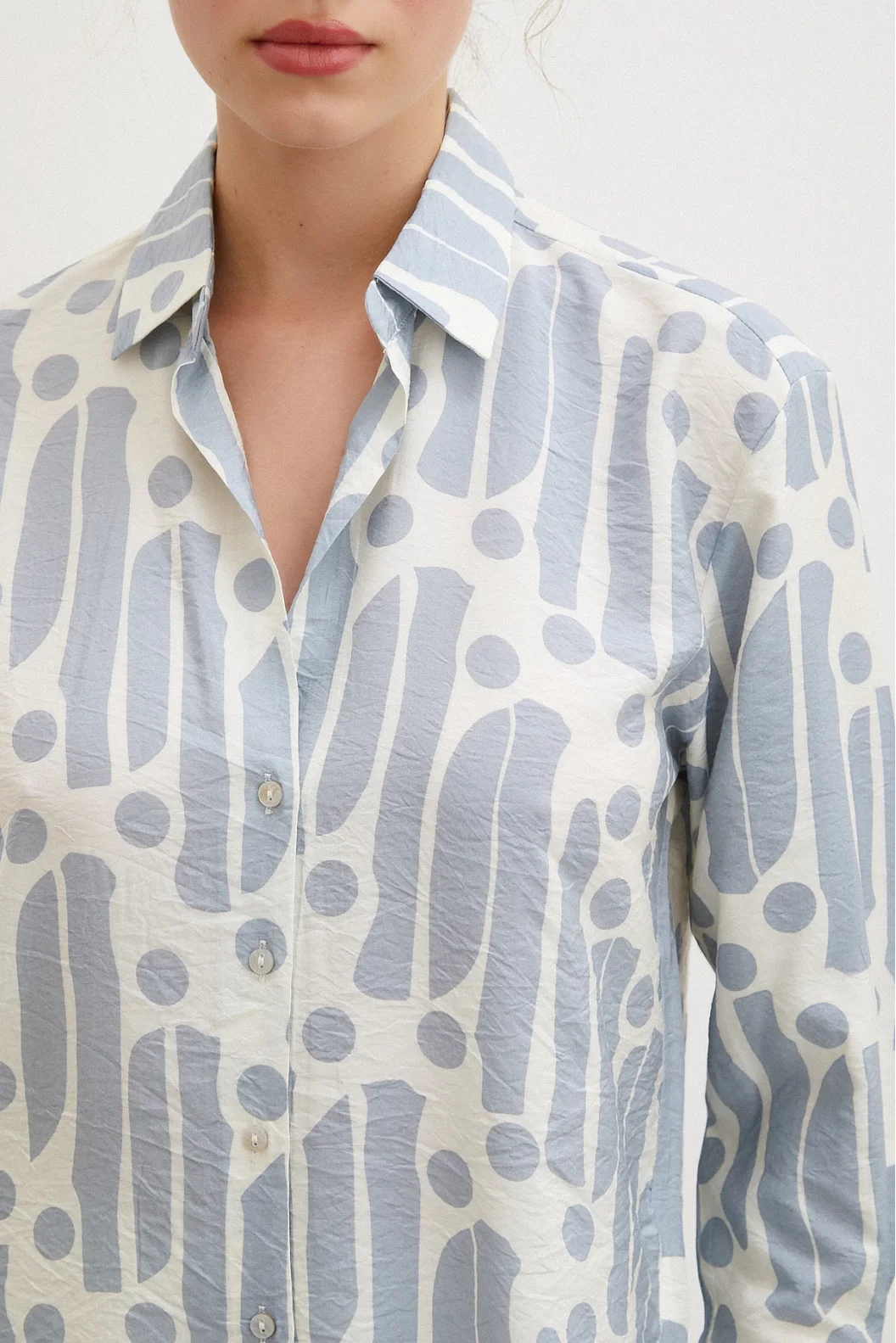Modern Pattern Modal Shirt Indigo