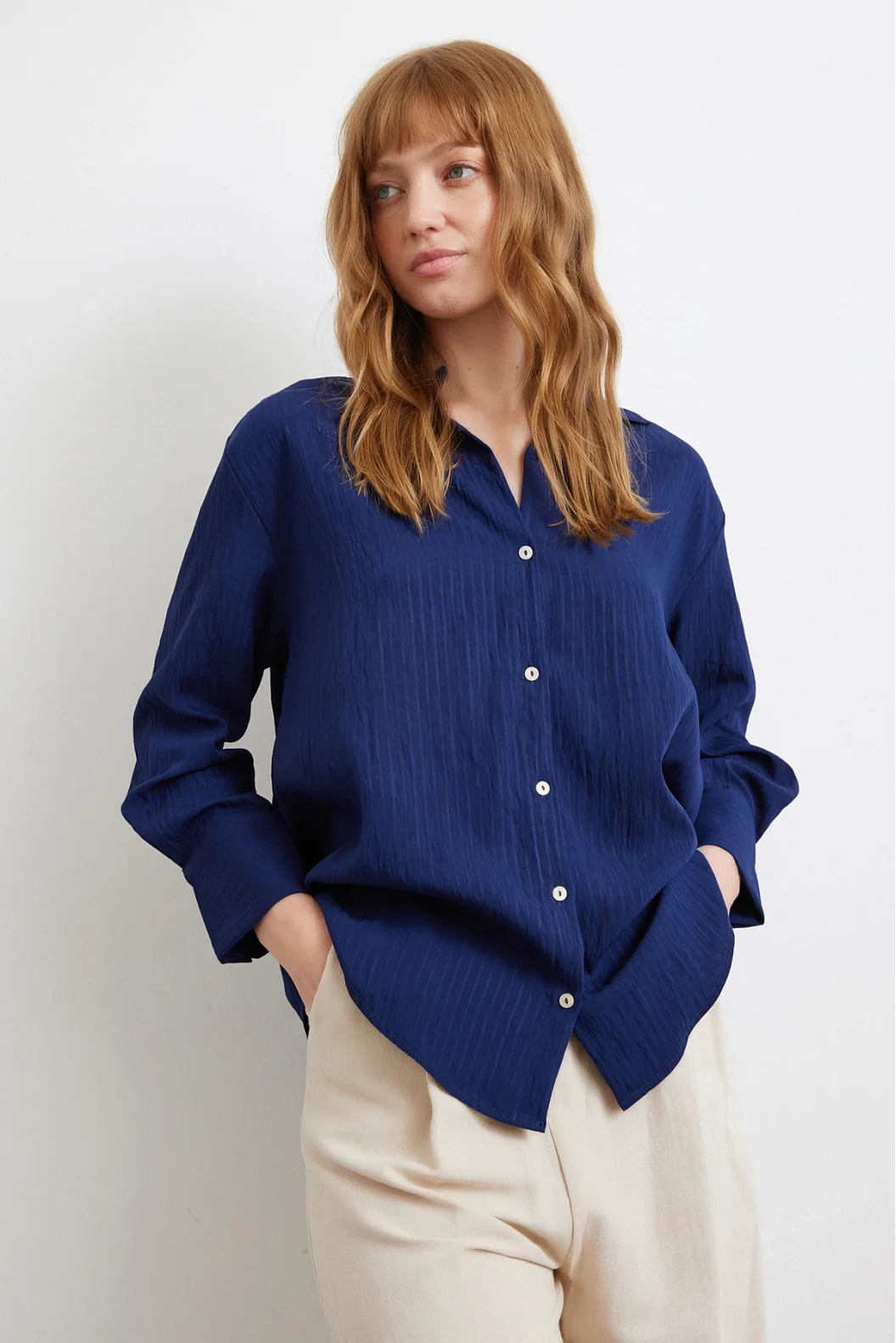 Parallel Striped Shirt Navy