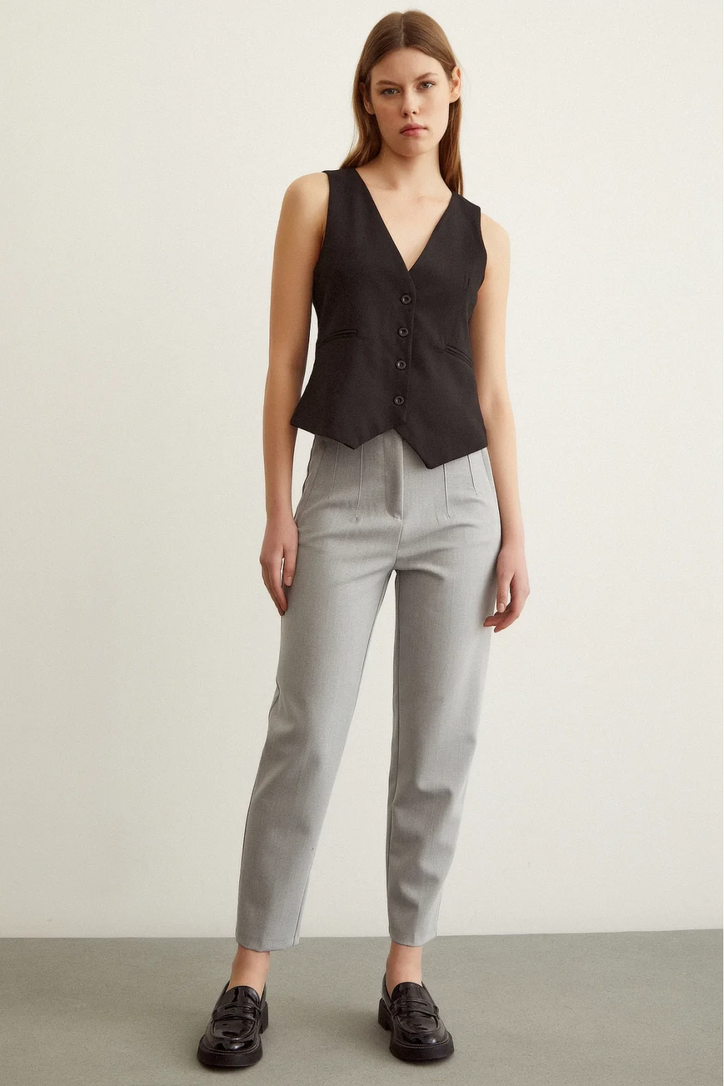 Skinny Stoffhose Grau