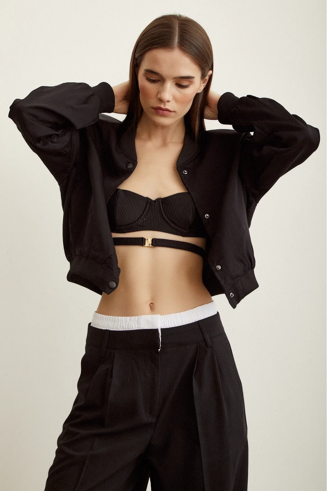 Gefütterte Rippjacke Schwarz