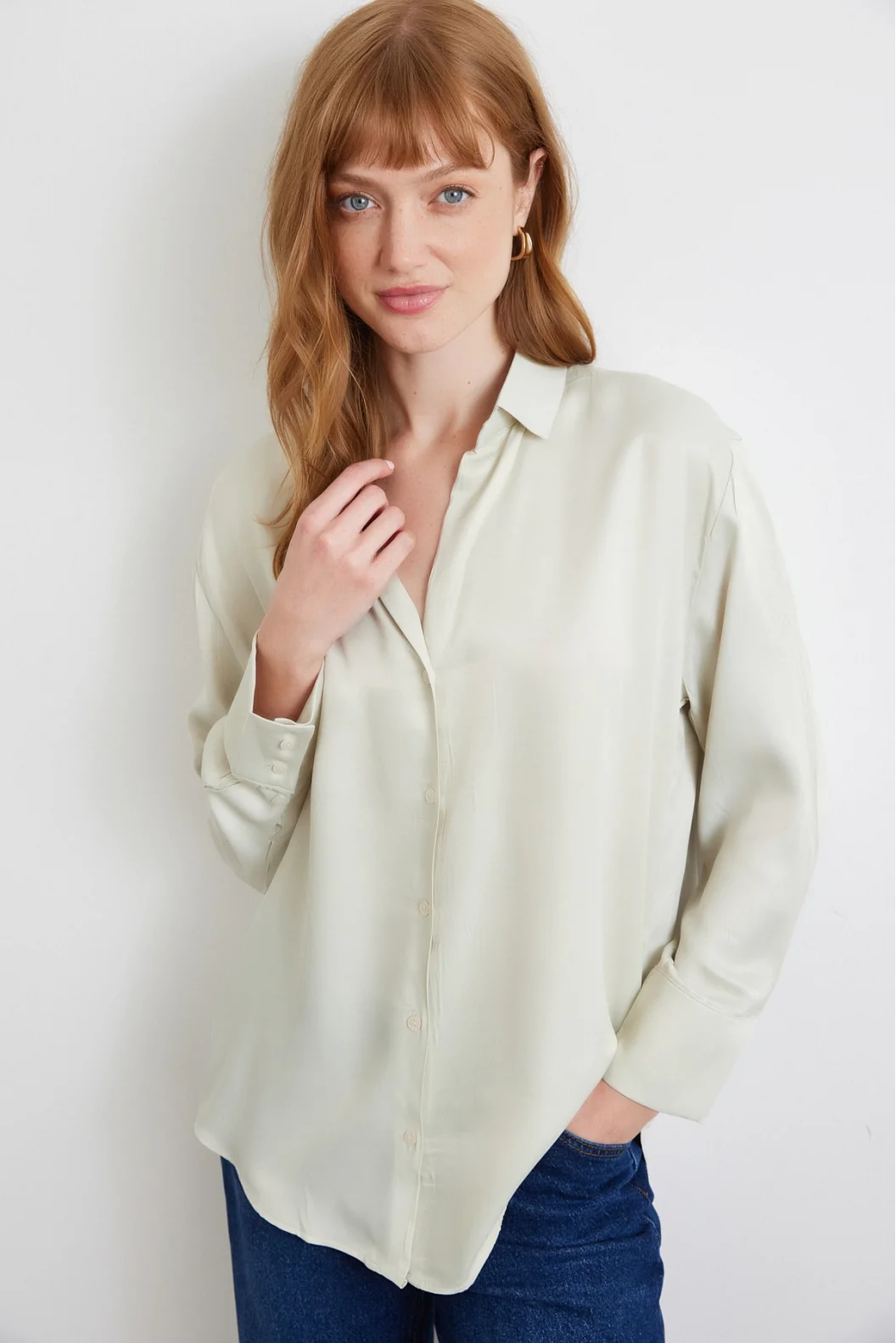 Viskon Satin Bluse Grau