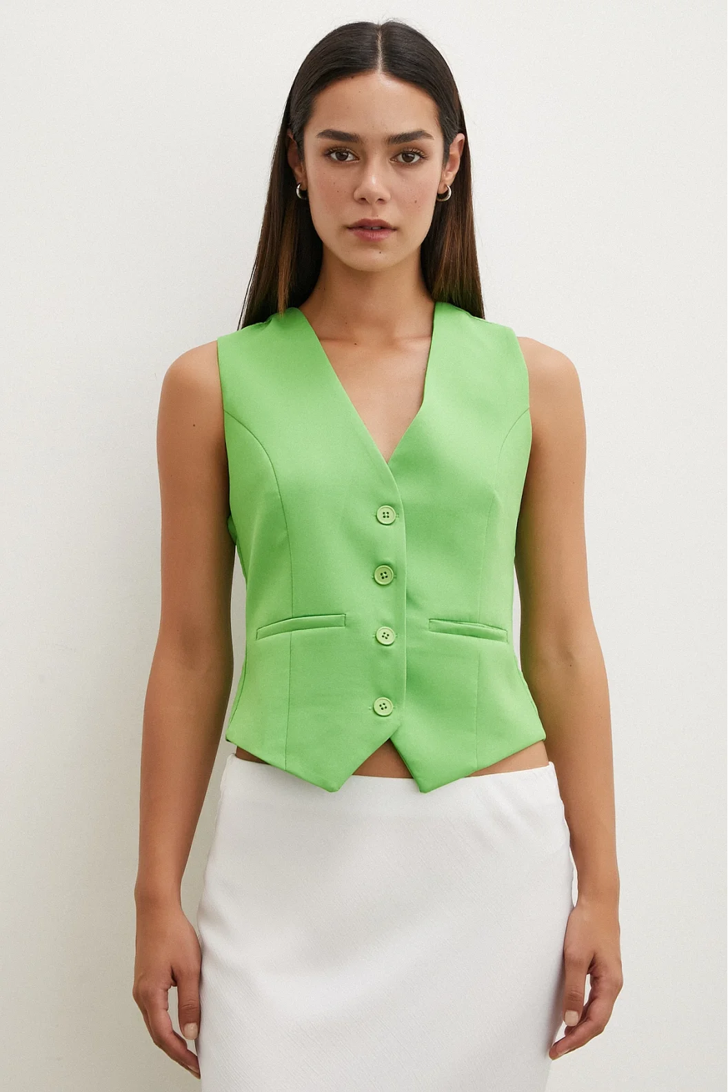 Buttoned Vest Pistachio Green