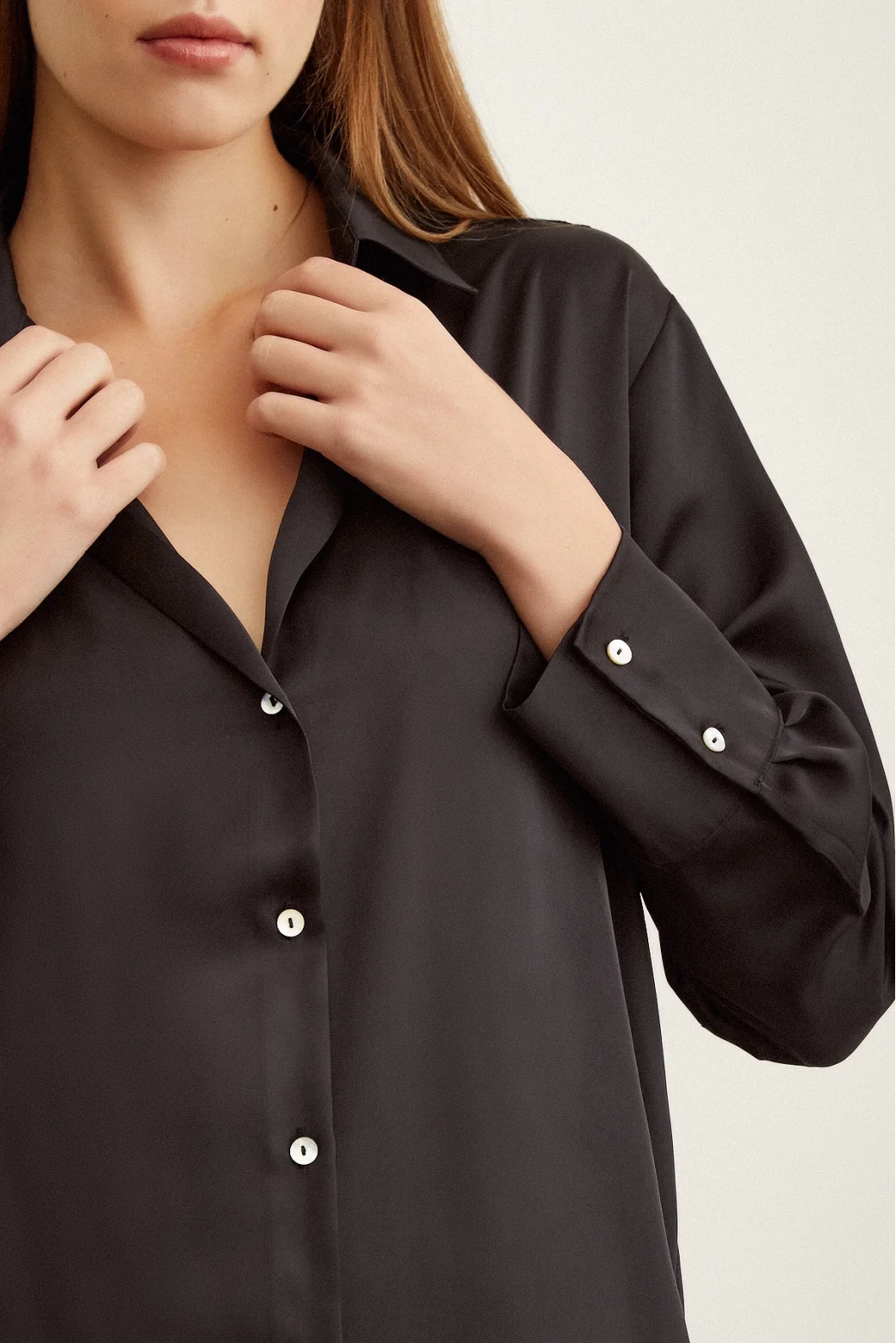 Basic Satin Shirt Black