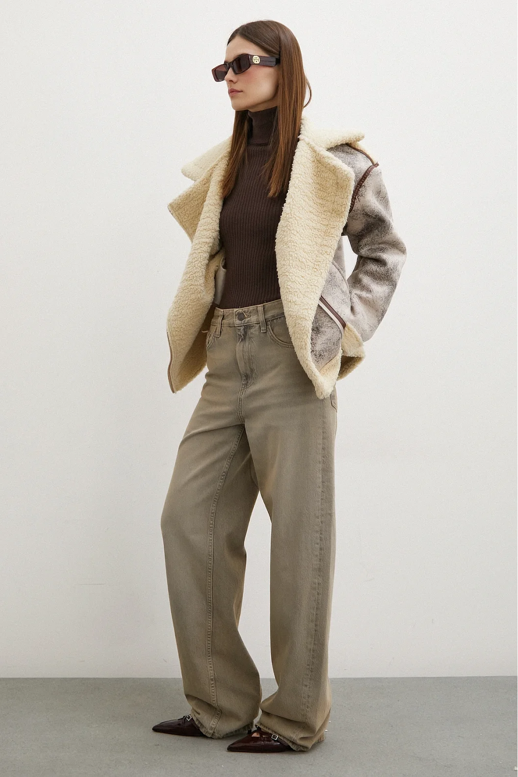 High Waist Wide Leg Jeans Stone Wash