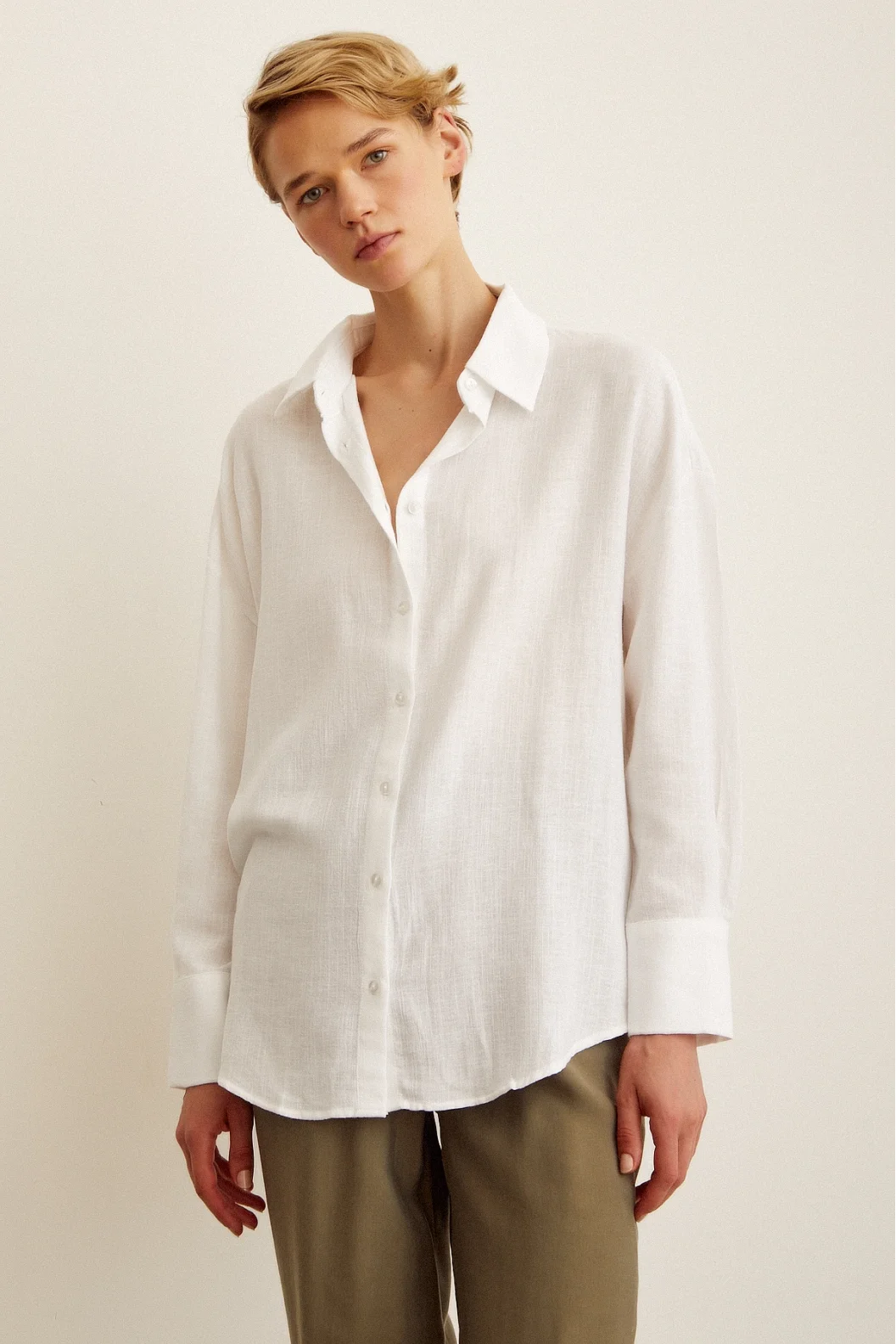 Robalı Oversize Shirt White