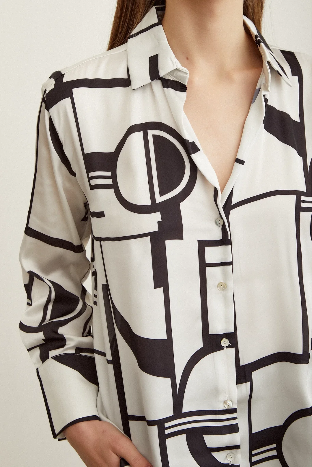 Striped Satin Shirt Bone