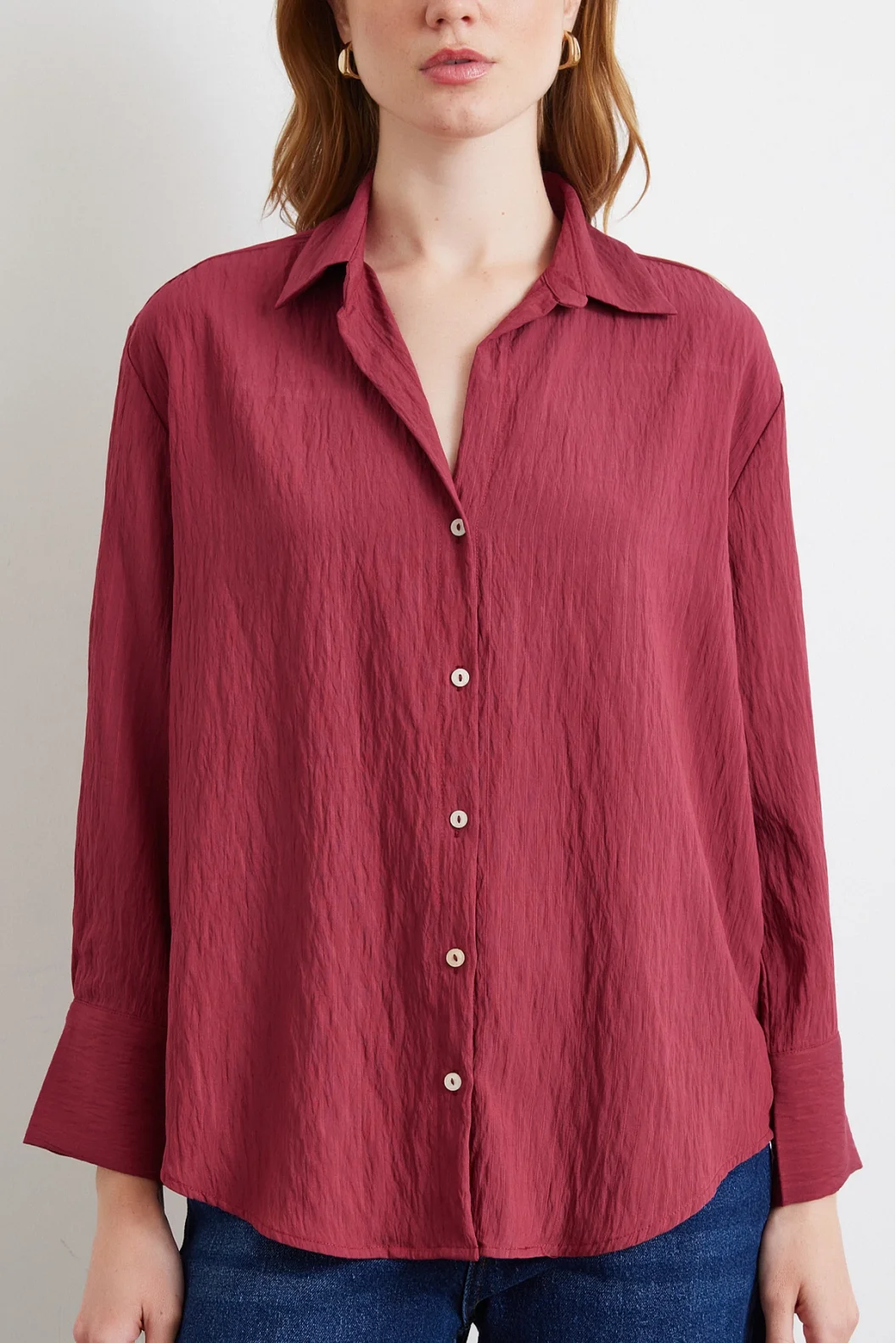 Horizontal Striped Shirt Burgundy