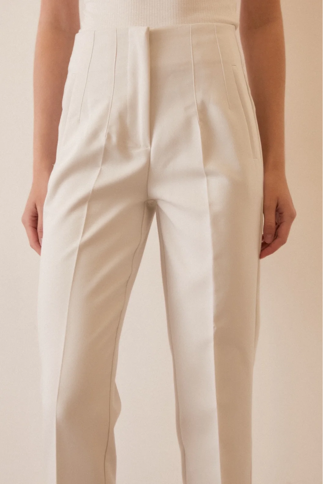 Skinny Fabric Pants White