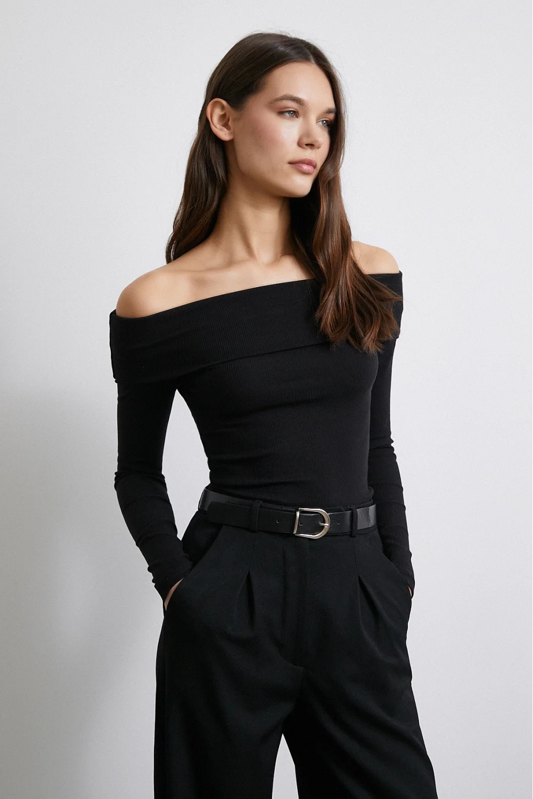 Off Shoulder Kaskorse Black Blouse