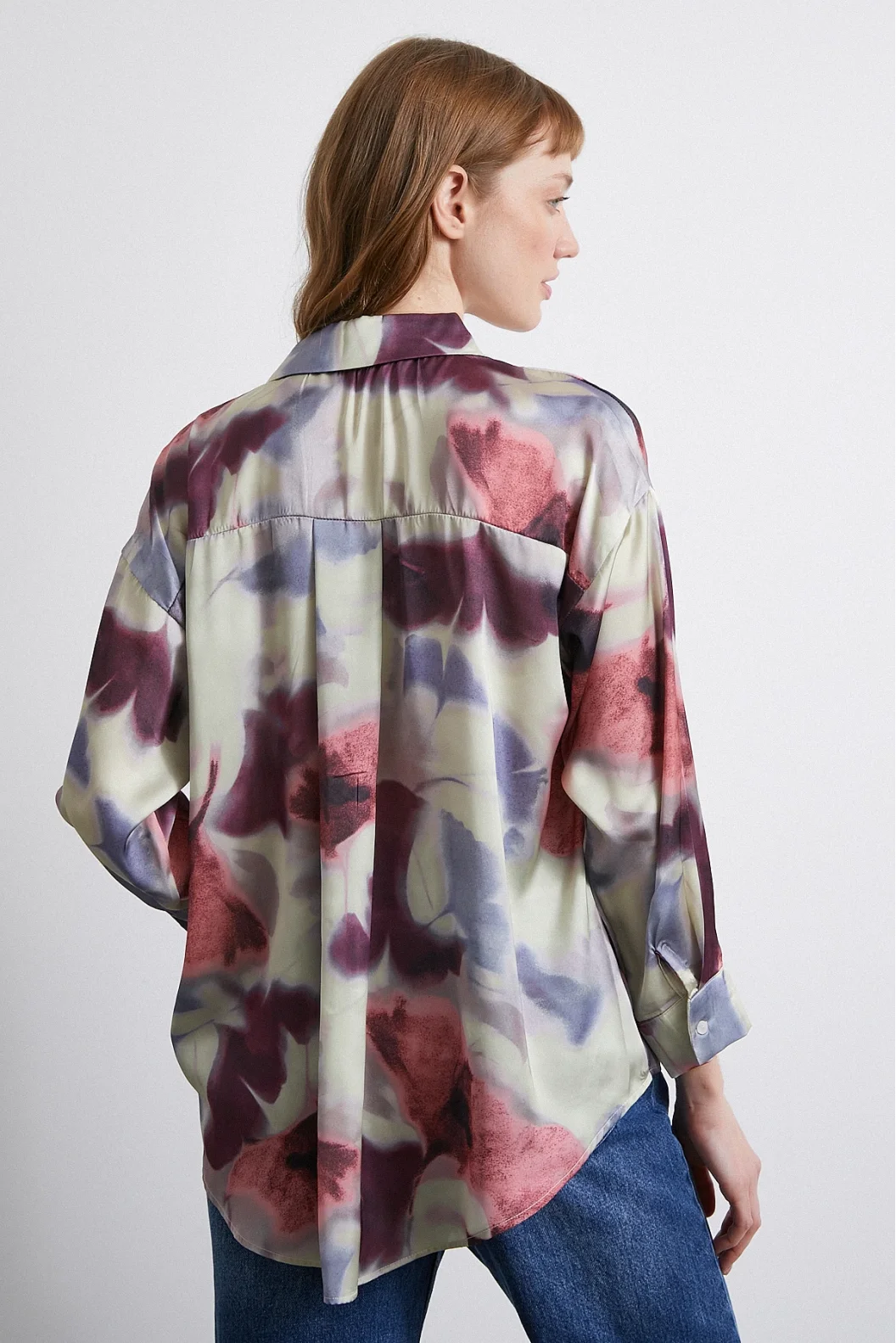 Batik Pattern Satin Shirt Lilac