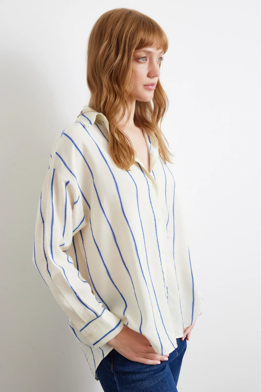 Gestreifte Modaleinsatzbluse Saks