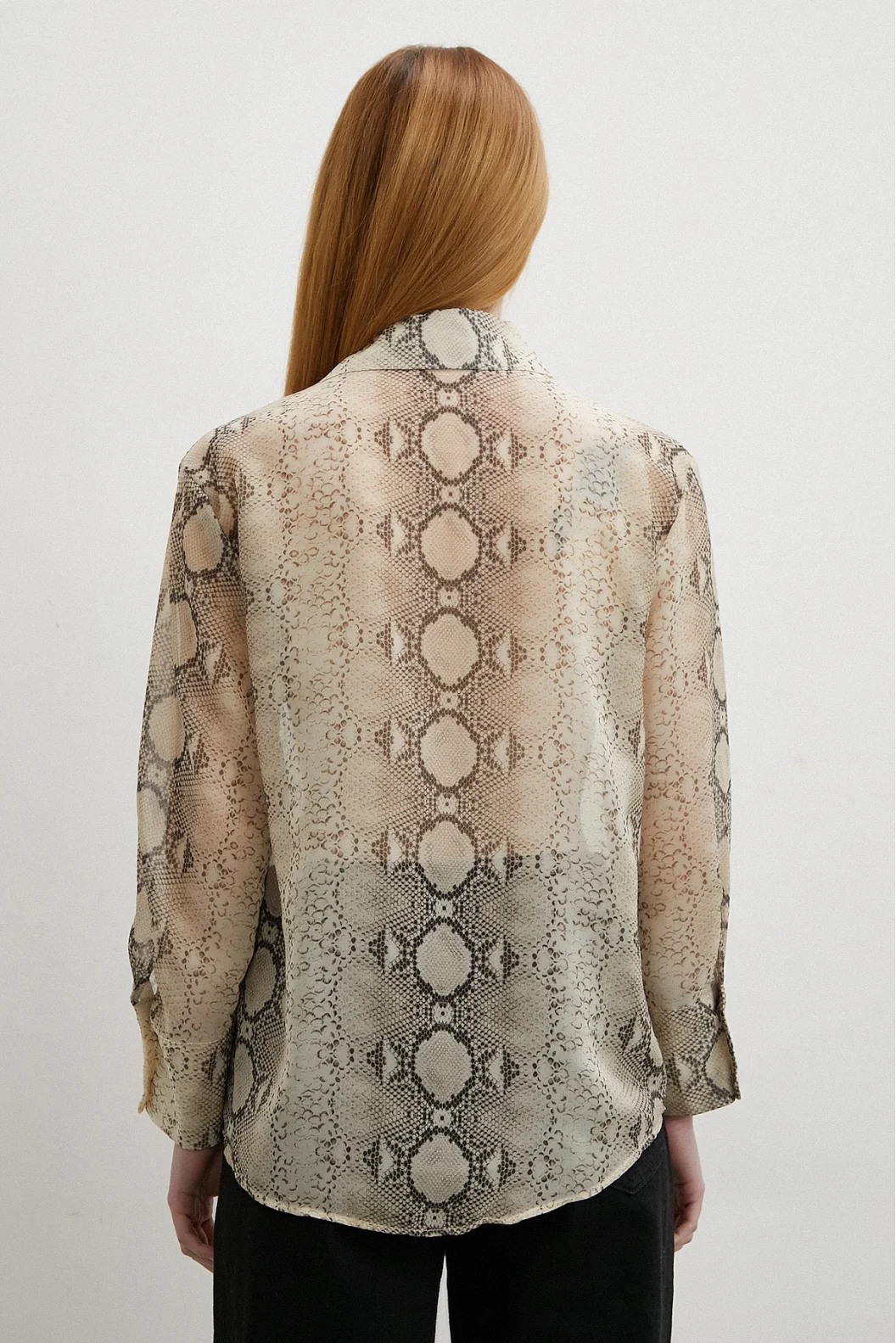 Schmetterlingshautmuster Tüllbluse Beige
