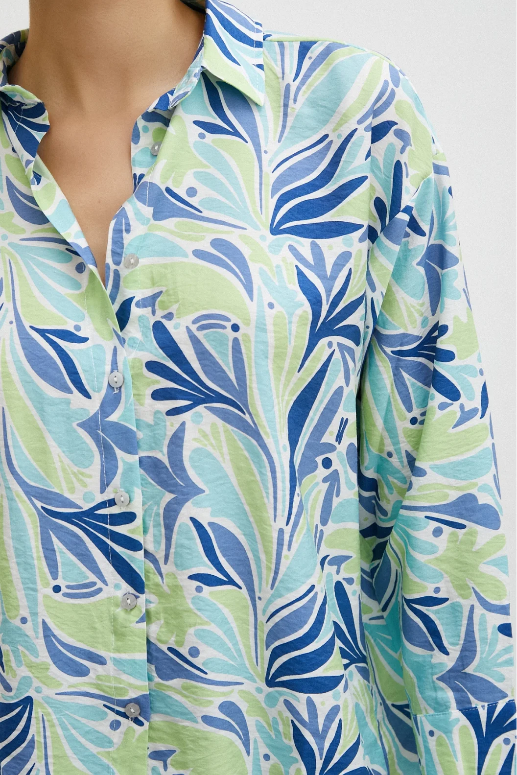 Bedrucktes Modalhemd Blau