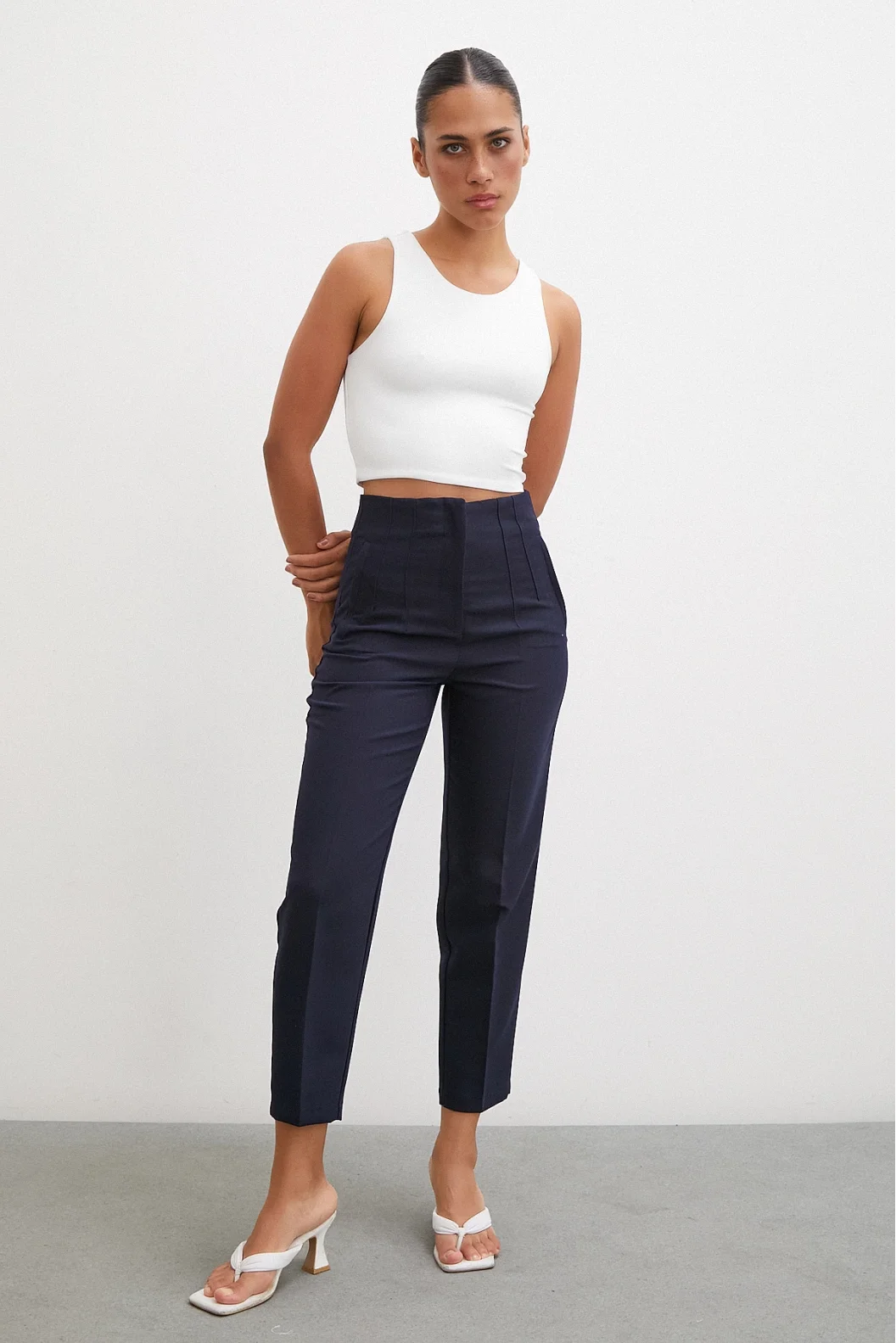 Skinny Stoffhose Blau